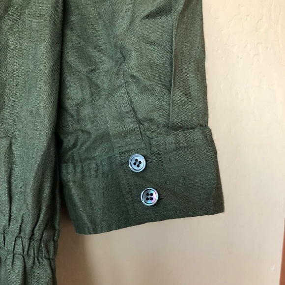 Frame off the shoulder linen medium green dress - Picture 4 of 7